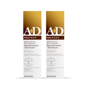 A D Original Diaper Rash Ointment - Prevents & Protects Diaper Rash - Moisturizing Skin Protectant With Vitamins A & D - Healing Ointment for Dry and Cracked Skin - 4oz, 2 Pack