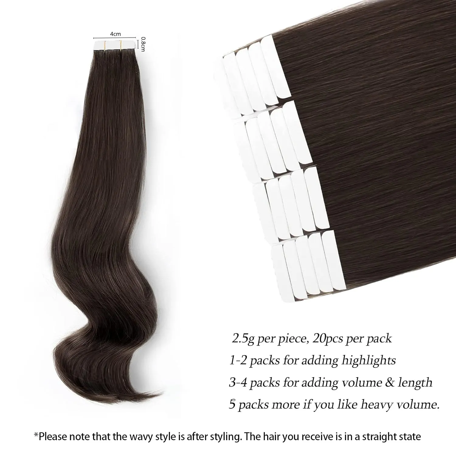 ABH AmazingBeauty Hair Semi-permanent Tape Attached Real Remi Remy Tape in Hair Extensions Human Hair 50g 20pcs Invisible Seamless Reusable Skin Weft Off Black Color 1B 22 Inch