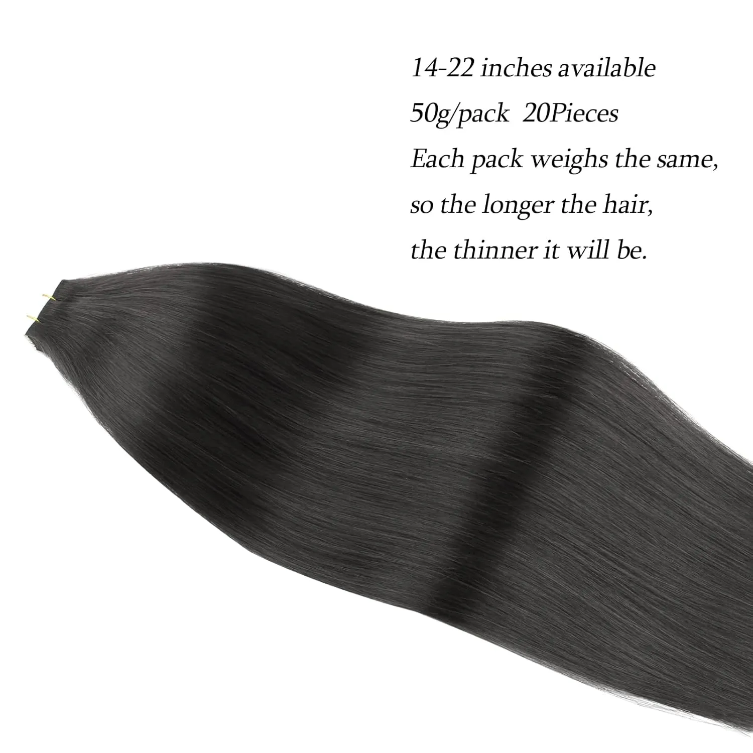ABH AmazingBeauty Tape in Hair Extensions Human Hair Real Remy Skin Weft, Invisible, Seamless and Reusable Tape Hair Extensions, 50g 20pcs, Jet Black Color 1, 20 Inch