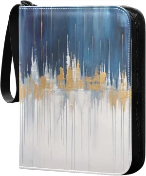 Abstract Painting Card Binder 4-Pockets, 400 Pockets Card Holder with 50 Removable Sleeves, Trading Card Collector Zipper Album Holder, Collector Album