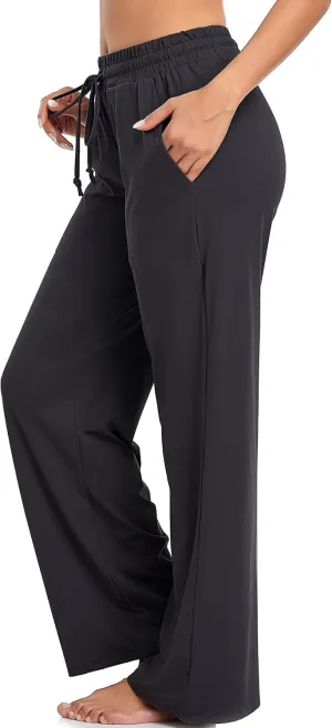 ADANIKI Sweatpants Women Yoga Pants with Pockets for Women Pajamas Work Pants Wide Leg Drawstring Pants for Women's Lounge