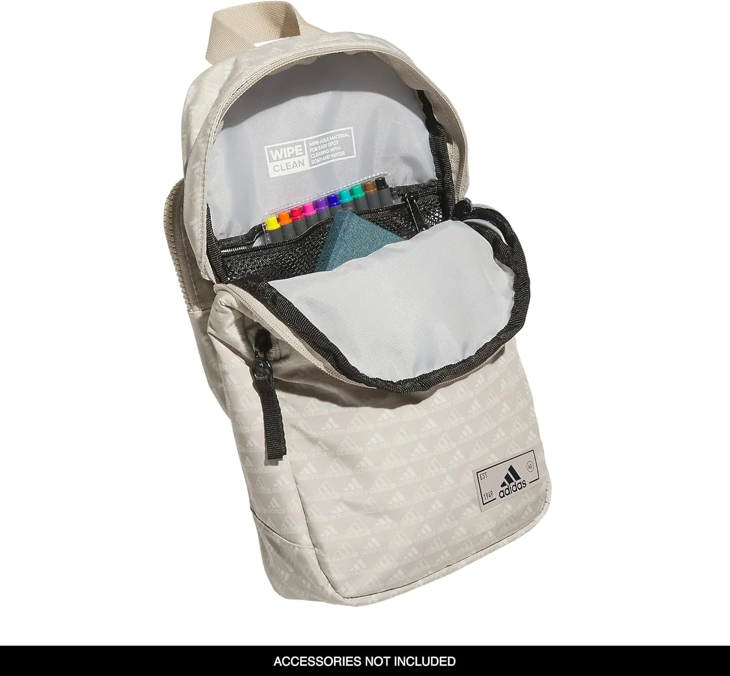 adidas Essentials Sling Small Crossbody Bag for Women and Men (5L), BOS Mini Monogram Wonder Beige/Black/2.0, One Size
