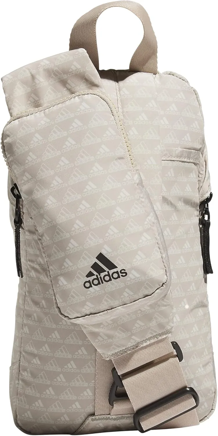 adidas Essentials Sling Small Crossbody Bag for Women and Men (5L), BOS Mini Monogram Wonder Beige/Black/2.0, One Size