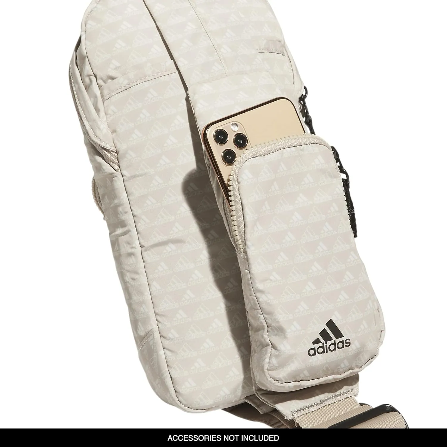 adidas Essentials Sling Small Crossbody Bag for Women and Men (5L), BOS Mini Monogram Wonder Beige/Black/2.0, One Size