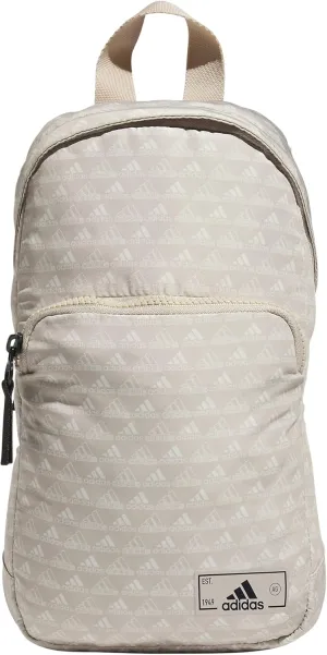 adidas Essentials Sling Small Crossbody Bag for Women and Men (5L), BOS Mini Monogram Wonder Beige/Black/2.0, One Size