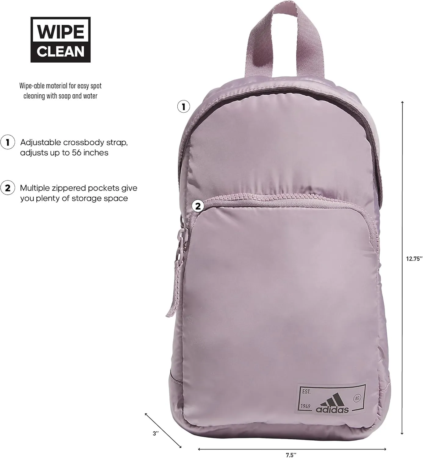 adidas Essentials Sling Small Crossbody Bag for Women and Men (5L), Preloved Fig Purple/Black/2.0, One Size