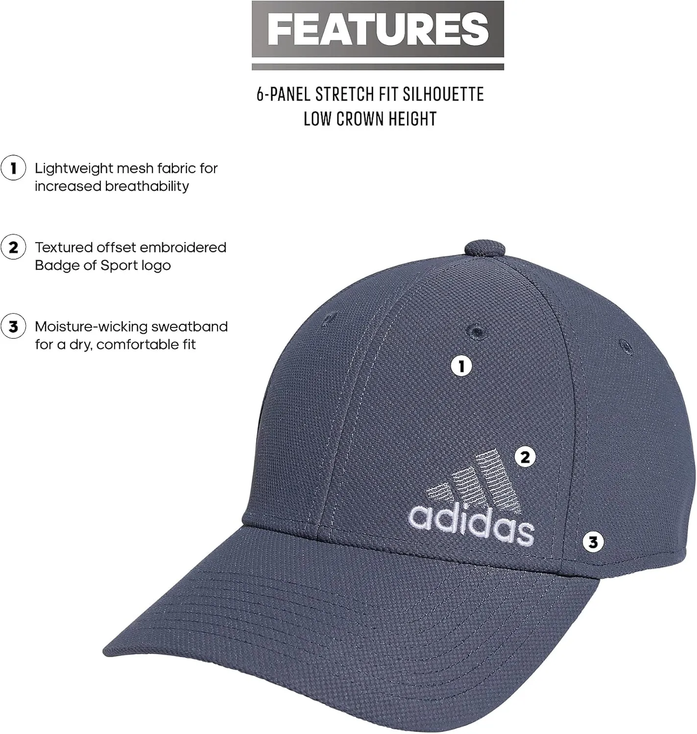 adidas Men's Release 3 Structured Stretch Fit Cap