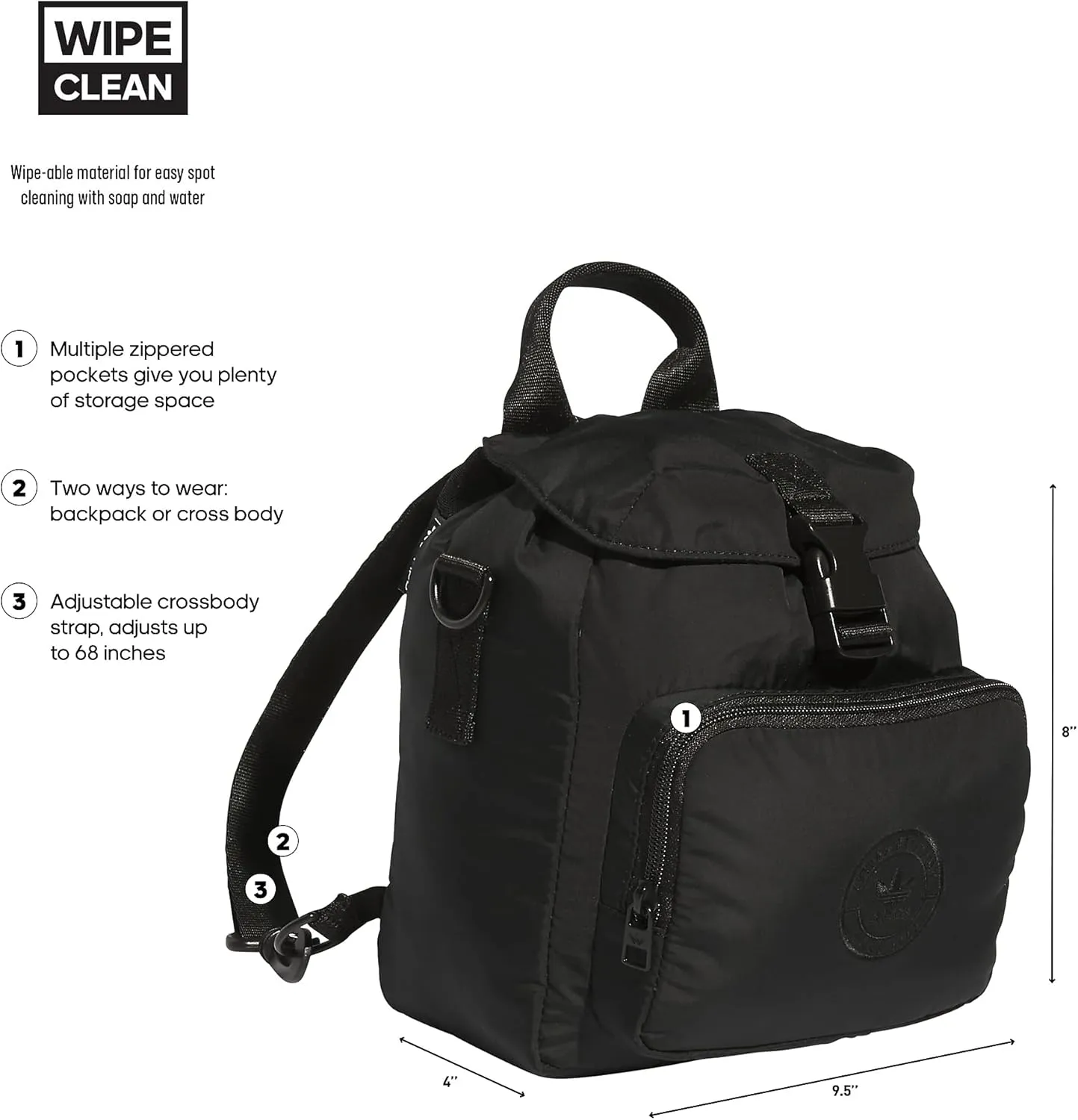 adidas Originals Micro 3.0 Mini Backpack, Black, One Size
