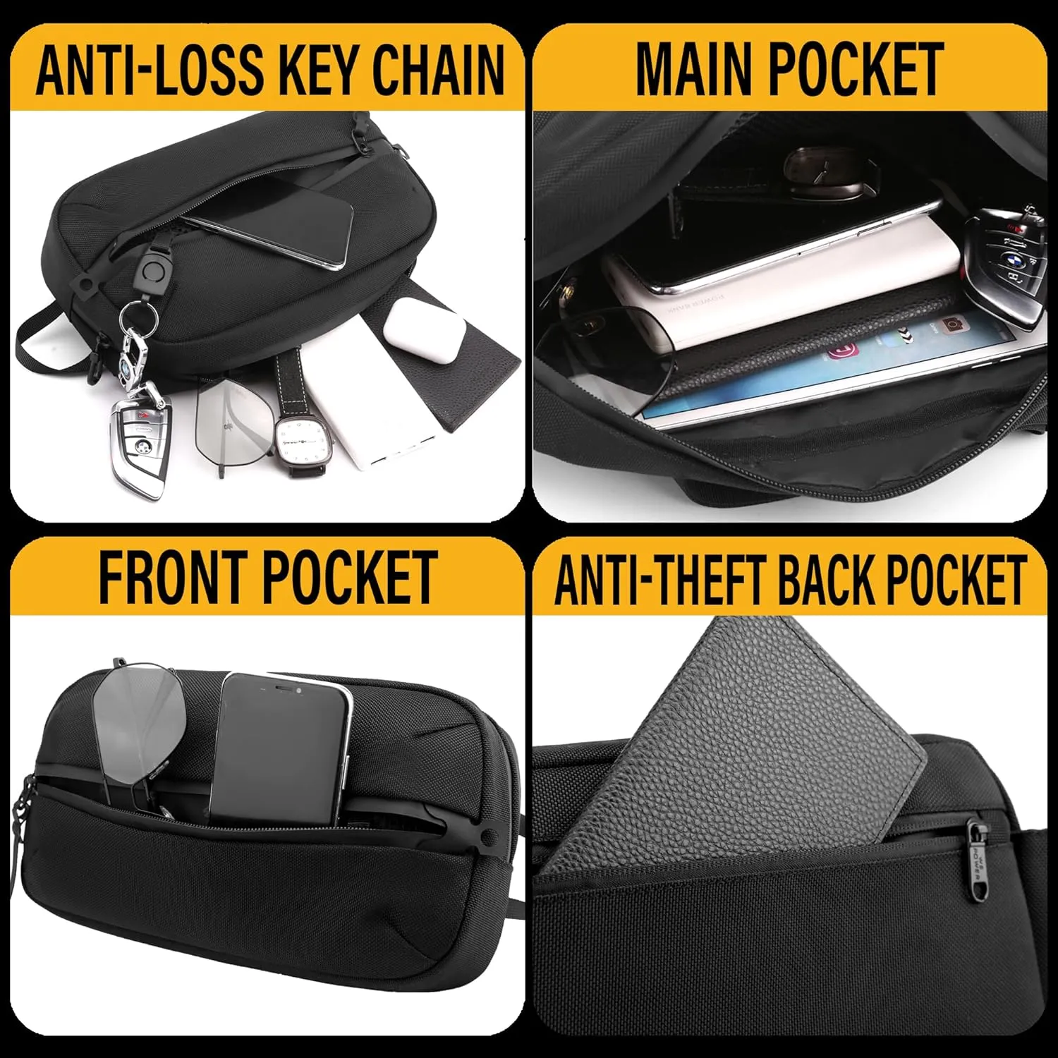 Adjustable Sling Bag for Men Women with Anti-theft Zipper,Multipurpose Crossbody Bags Chest Waist Belt,Water Resistant Fanny Pack Shoulder Hip Pack for Travel,Cycling,Work, Sport, Green