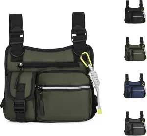 Adjustable Zipper Multi-Functional Tactical Chest Bag, Wear-Resistant Multifunctional Vest with 3D Cut, for Hiking Gym (Green)