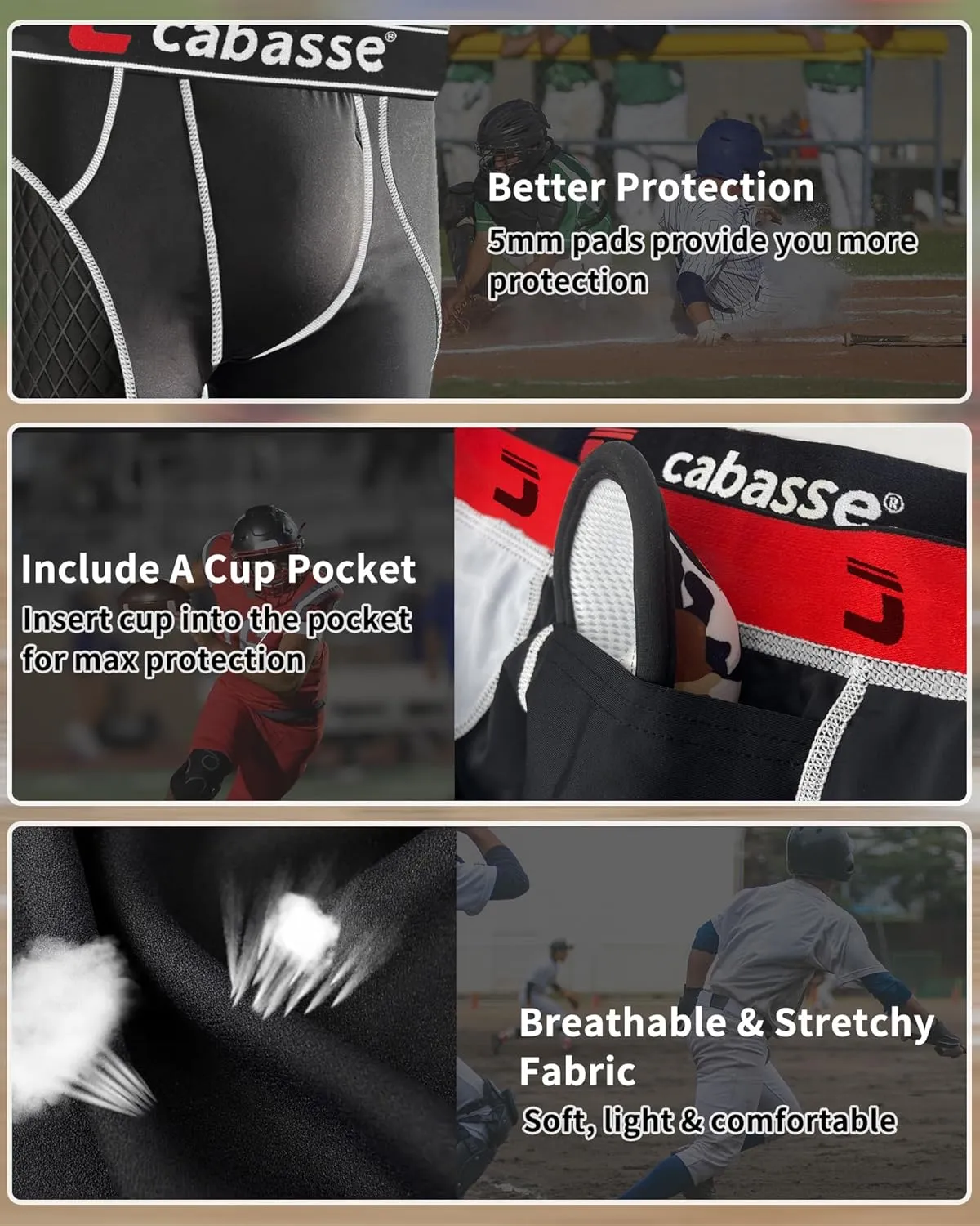 Adult Elite Padded Sliding Shorts w/Cup Pocket, Men's Slider Shorts for Baseball & Football