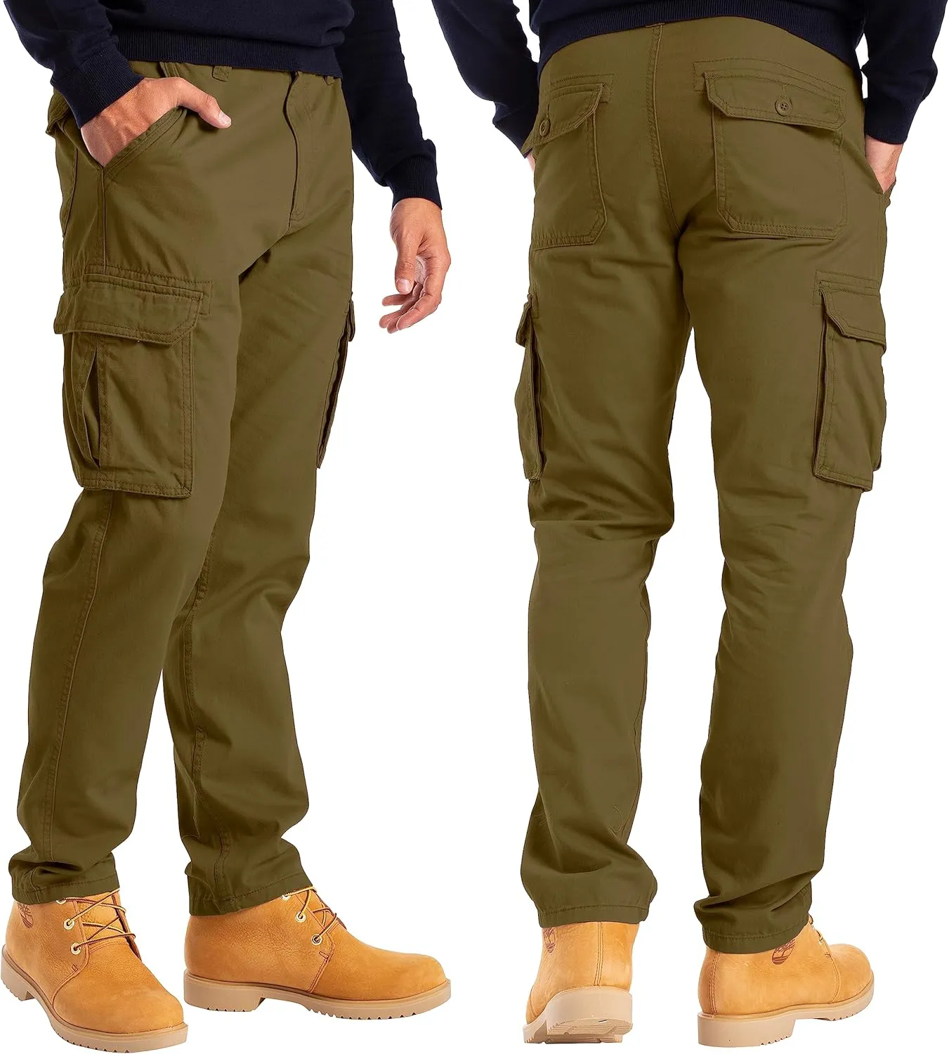 Alamo Men’s Slim Fit Cargo Pants - 100% Cotton Heavy Duty Cargo Work Pants for Men