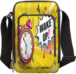 Alarm Clock Crossbody Bag Small Sling Bag for Women and Men with Adjustable Shoulder Strap and Zipper Waterproof Fanny Pack for Working Traveling Hiking