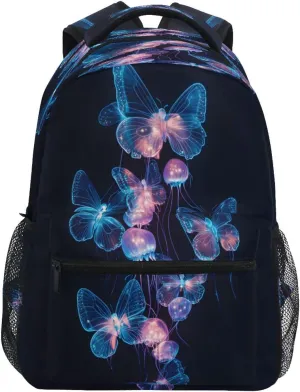 ALAZA Butterflies Jellyfish Kids School Backpack for Boys Girls Teens Bookbag Travel Daypack Bag 16 inch