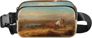 Albert Bierstadt Last Buffalo Print Womens Fanny Pack Festival Large Hip Belt Bag Waterproof Cross Body Waist Pack