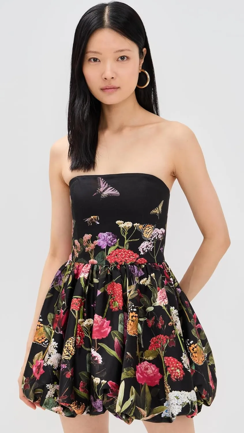 alice   olivia Women's Asha Strapless Structured Bubble Hem Mini Dress