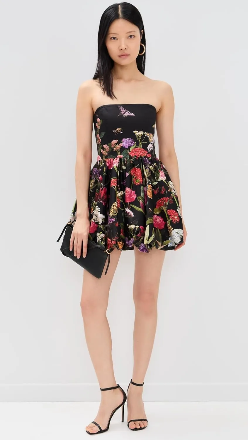 alice   olivia Women's Asha Strapless Structured Bubble Hem Mini Dress