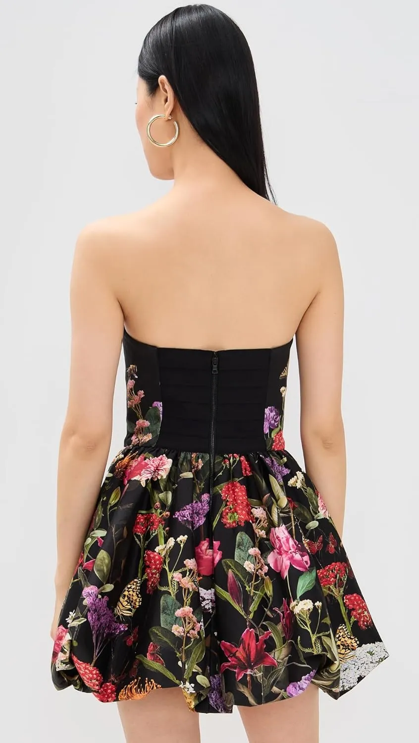 alice   olivia Women's Asha Strapless Structured Bubble Hem Mini Dress