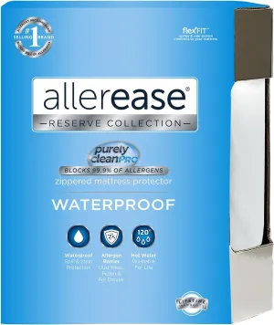 Aller-Ease Waterproof Zippered Mattress Protector, Full, White