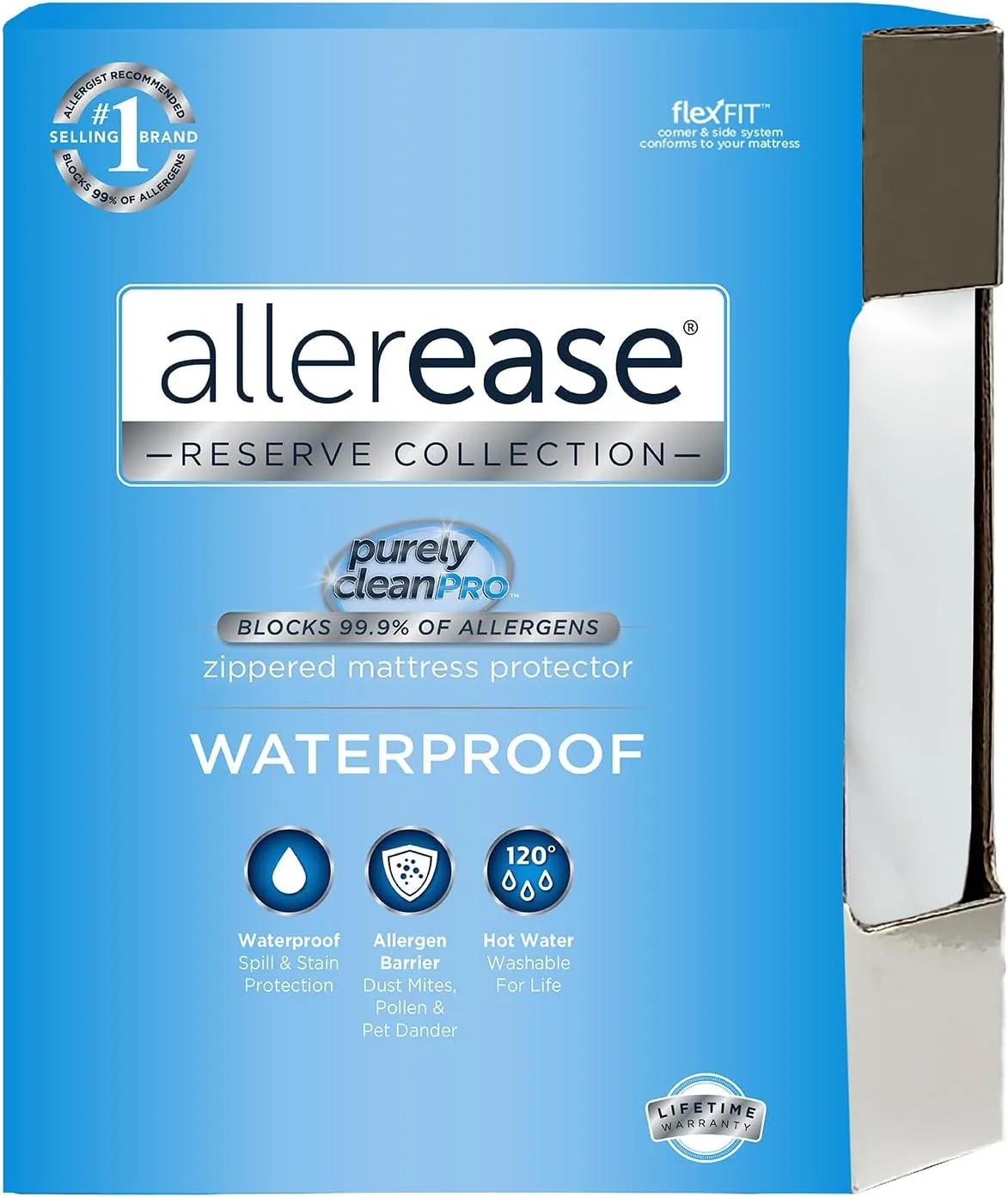 Aller-Ease Waterproof Zippered Mattress Protector, Full, White