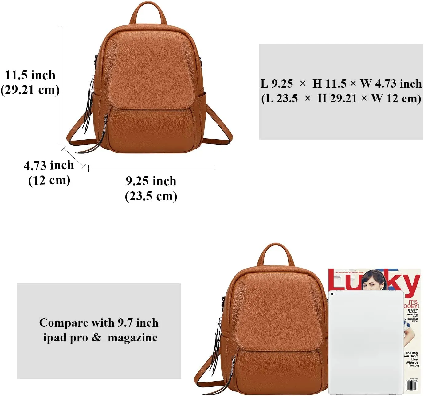 ALTOSY Mini Genuine Leather Backpack for Women Convertible Backpack Purse Shoulder Handbag Crossbody Bag 4 in 1 to Carry