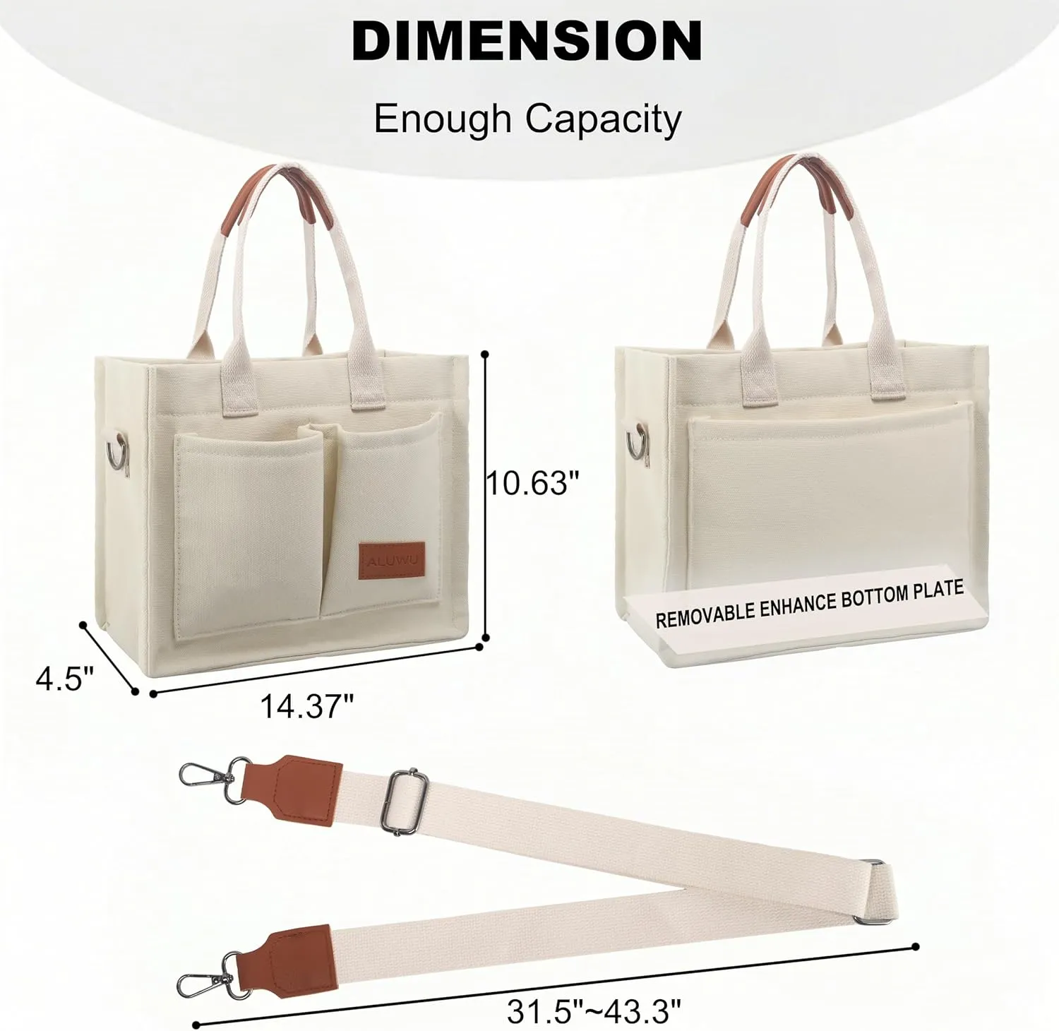 ALUWU Work Tote Bags for Women, Canvas Tote bag Womens Purse Handbags Crossbody Laptop Book Bag for Travel Nurse College Gift