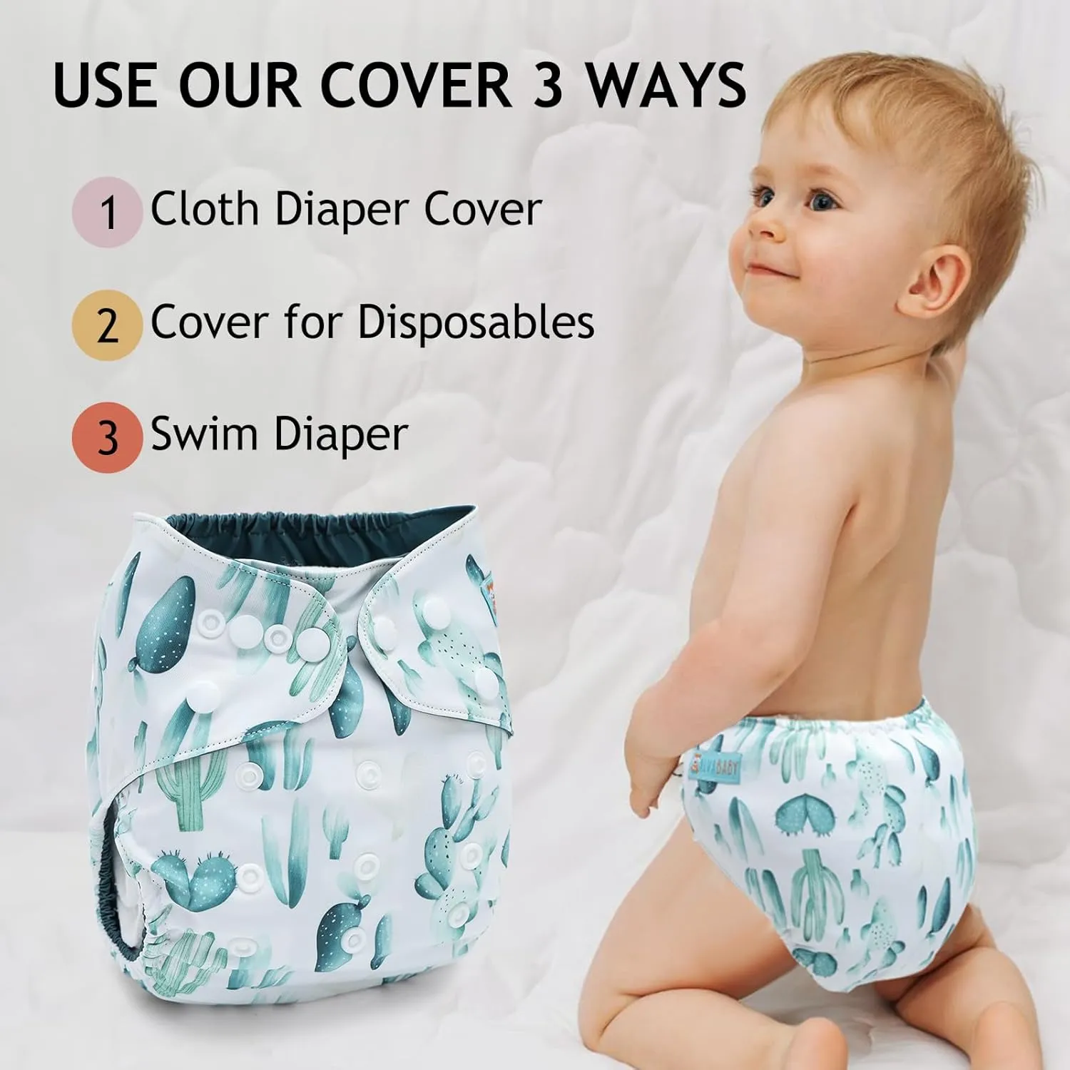 ALVABABY 6 pcs Baby Cloth Diaper Covers with One Wet Bag, Swim Diaper,Cloth Diaper Shell Baby Girls and Boys 6CDC01A