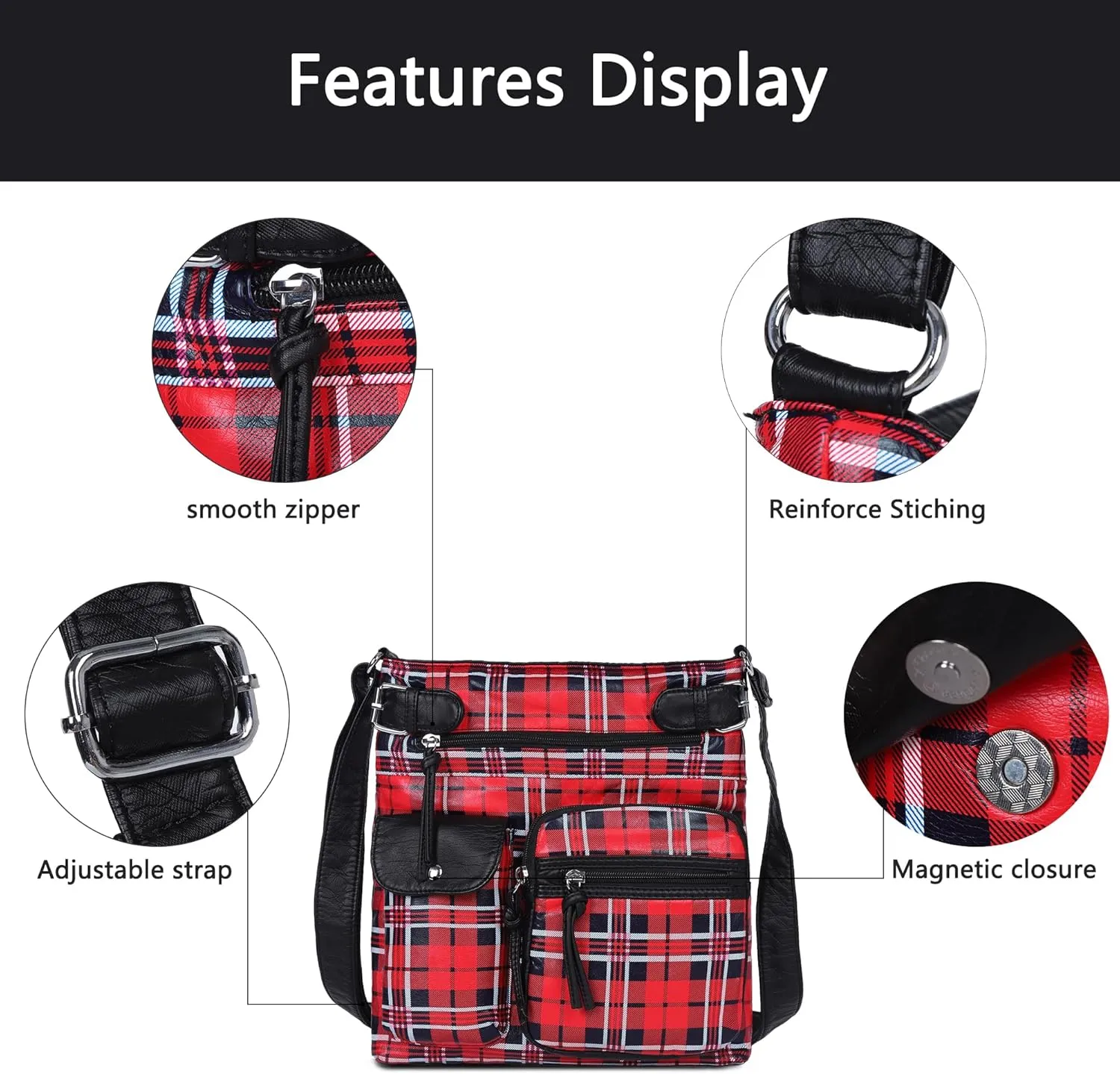 Angel Kiss Crossbody Bags for Women Washed Leather Shoulder Bags Multi Pocket Soft Hobo Purses and Medium Handbags