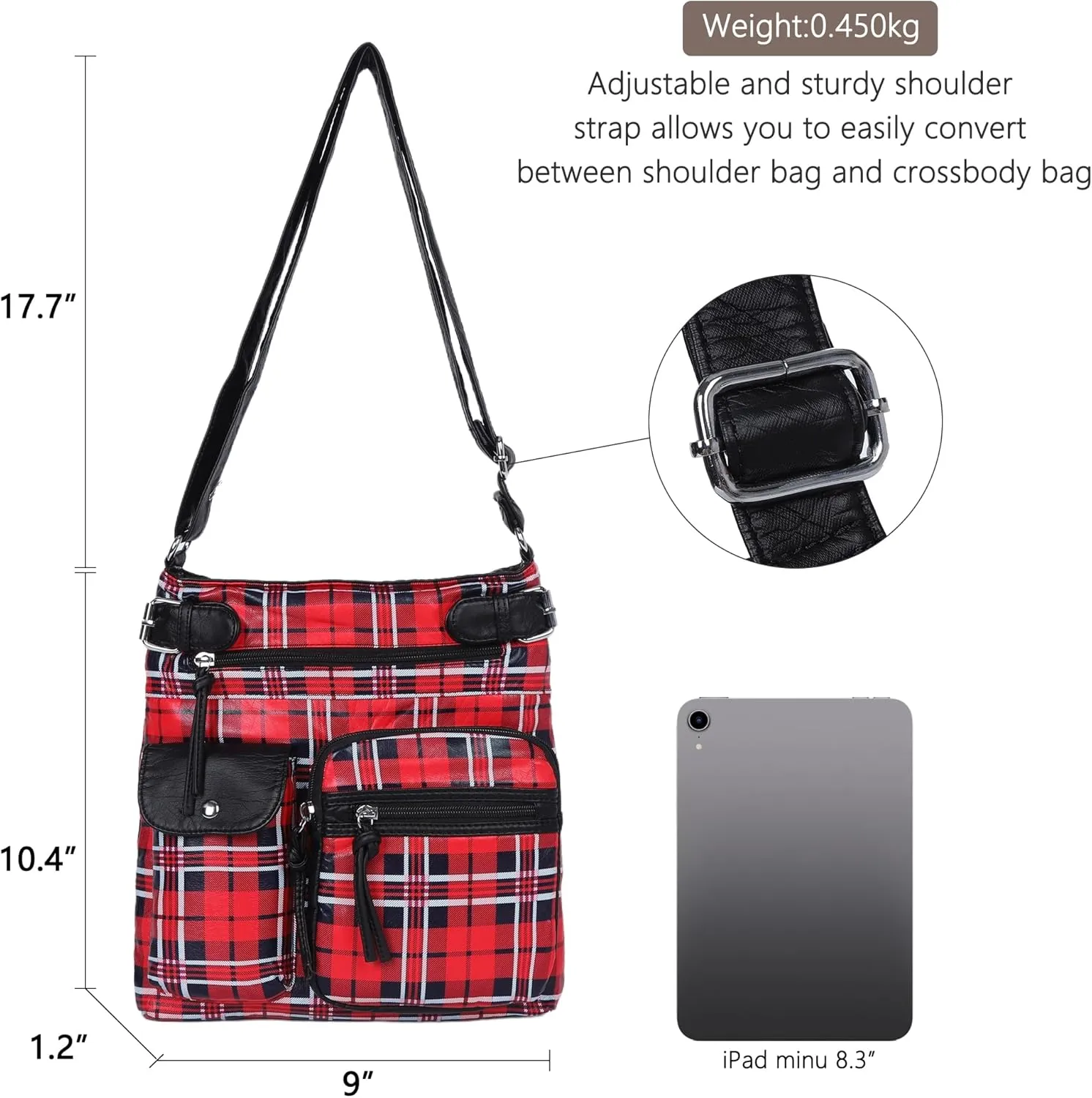 Angel Kiss Crossbody Bags for Women Washed Leather Shoulder Bags Multi Pocket Soft Hobo Purses and Medium Handbags