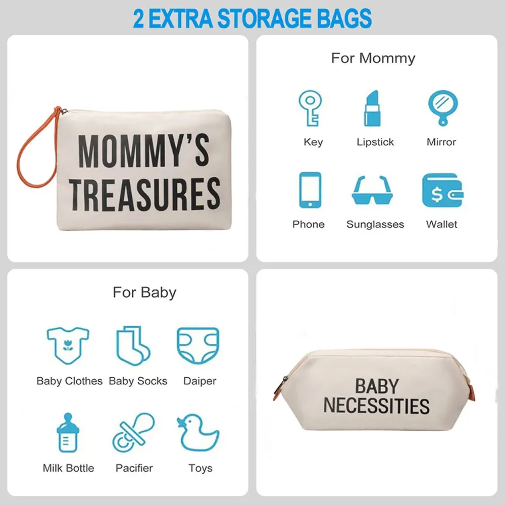 ANYMOM Mommy Diaper Bag Beige Handbag 5 pcs Set with Portable Changing Pad Adjustable and Removable Strap Mommy Maternity Bag