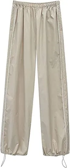 Aopwsrlyi Women/Teen Girls Baggy Sweatpants Low Rise Wide Leg Cargo Pants Y2K Harajuku Track Pants Streetwear