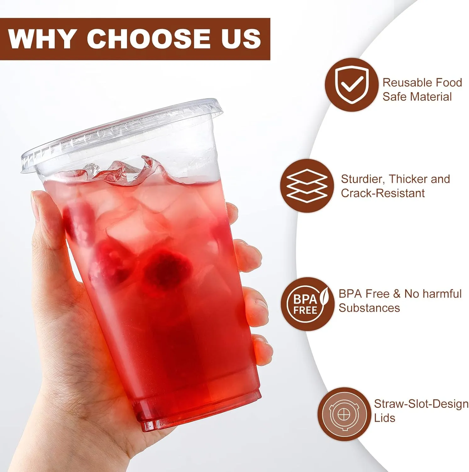 AOZITA 120 Sets - 16 oz Clear Plastic Cups with Lids, Disposable Cups With Straw Slot Lids for Cold Drinks, Milkshake, Smoothie, Iced Coffee and TO-GO Drinkings
