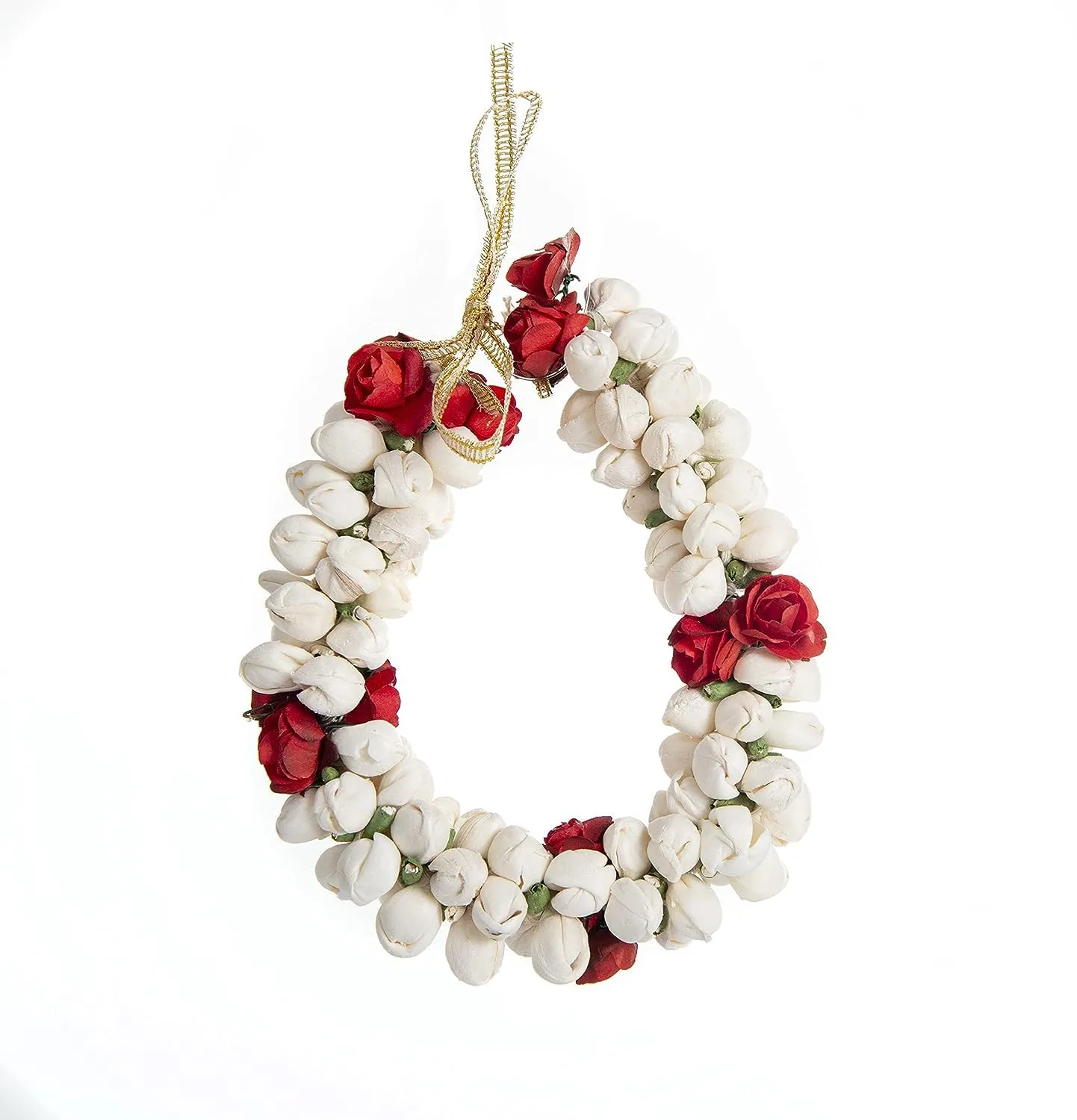 Artificial Jasmine Mogra and Rose Flower Hair Gajra, Garland Juda Decoration Phool Gazra, Indian Traditional Hair Flowers & Accessory, Artificial Flower Gajra for Womens (Free Size)