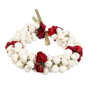 Artificial Jasmine Mogra and Rose Flower Hair Gajra, Garland Juda Decoration Phool Gazra, Indian Traditional Hair Flowers & Accessory, Artificial Flower Gajra for Womens (Free Size)
