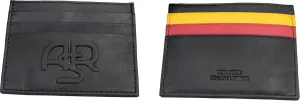 AS Roma Black Leather Minimal Bi-Fold Wallet, RFID Protected, 10x13x2.5 cm, Unisex-Adults, Sports Fans