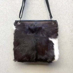 Azahara Leather and Lambs Fur Crossbody Satchel Bag