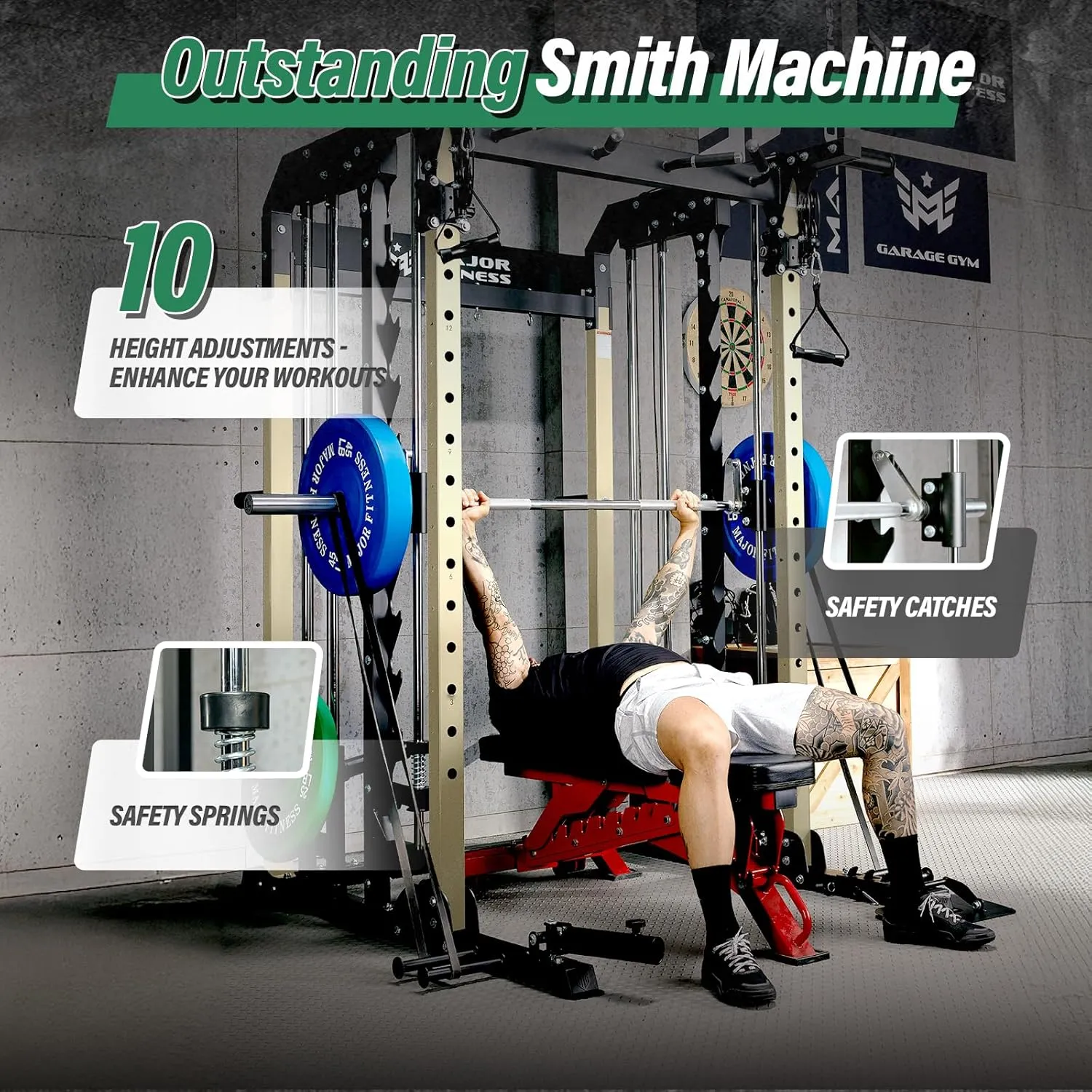 B52 Machine Home Gym with Power Rack, Cable Crossover, Dual Pulley System, Landmine, and Multi-Grip Pull-Up Bar – Heavy-Duty Fitness Equipment for Strength Training and Full-Body Workouts