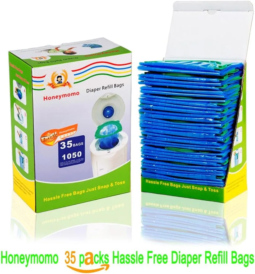 Baby Bathing Diaper refill bags 35 Bags 1050 Counts Fully Compatible with Arm&Hammer Disposal System Diaper Pail Snap, Seal and Toss Refill Bags