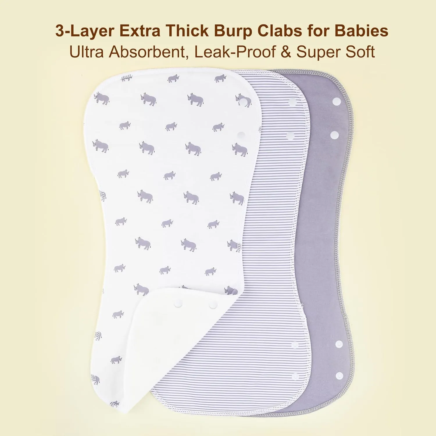 Baby Burp Cloths Large Size 3-Layers Thicken 100% Cotton Super Absorbent and Soft Baby Spit Up Burping Rags Baby Burp Cloth Set for Girls 12 Pack