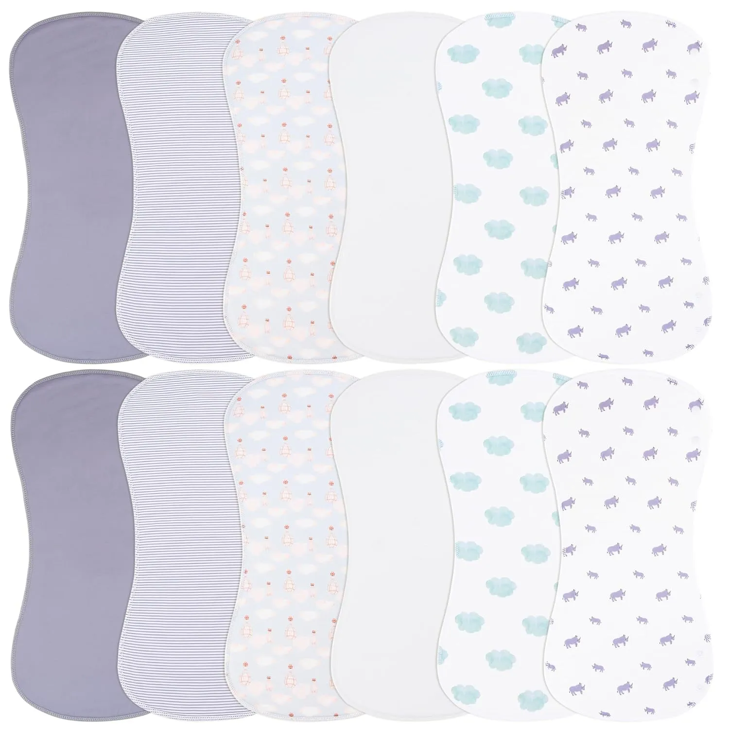 Baby Burp Cloths Large Size 3-Layers Thicken 100% Cotton Super Absorbent and Soft Baby Spit Up Burping Rags Baby Burp Cloth Set for Girls 12 Pack