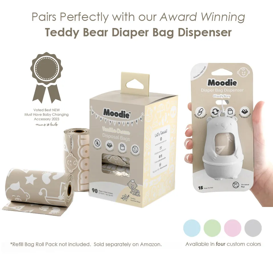 Baby Disposable Diaper Bags |VANILLA SCENTED - 6 Roll Refill Pack