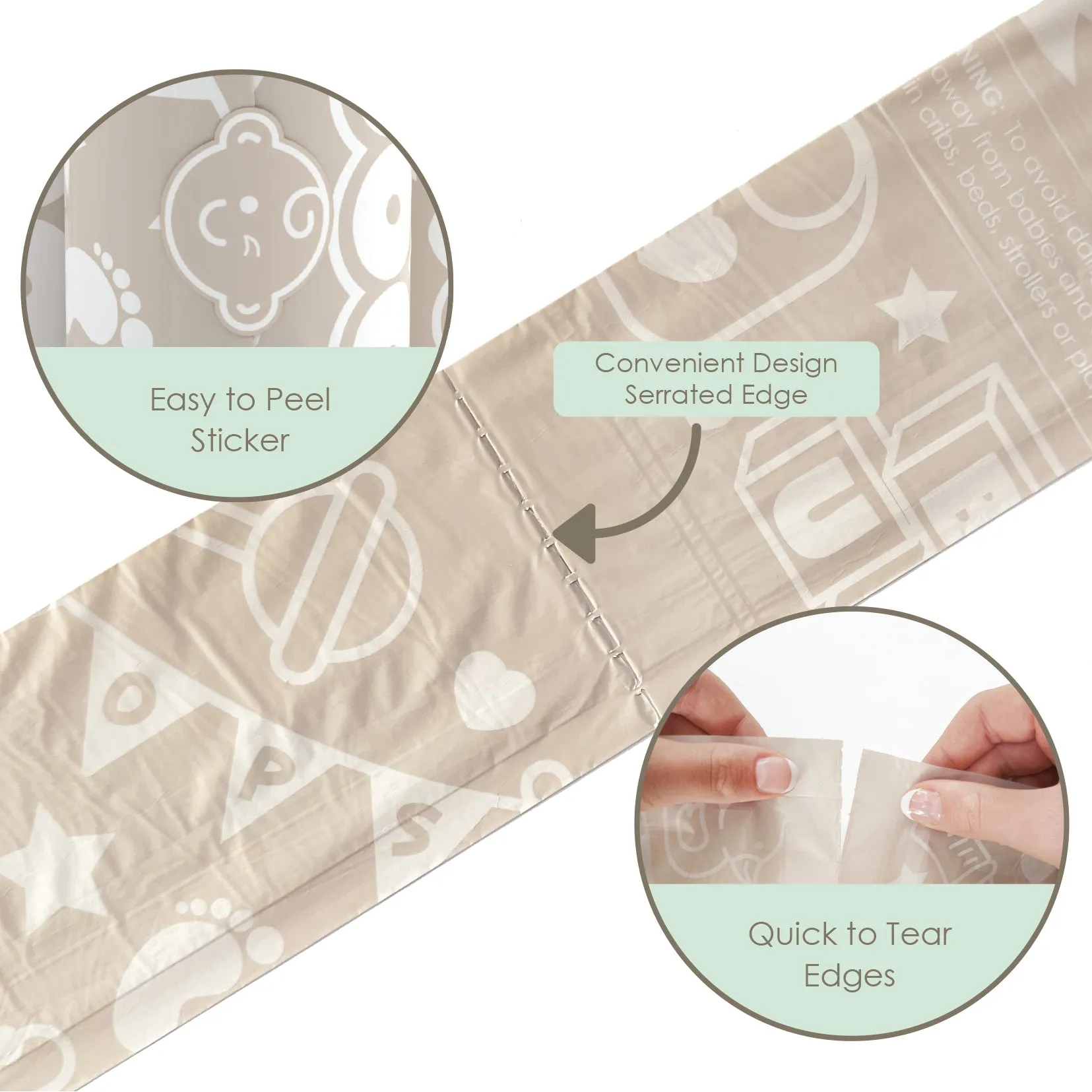 Baby Disposable Diaper Bags |VANILLA SCENTED - 6 Roll Refill Pack