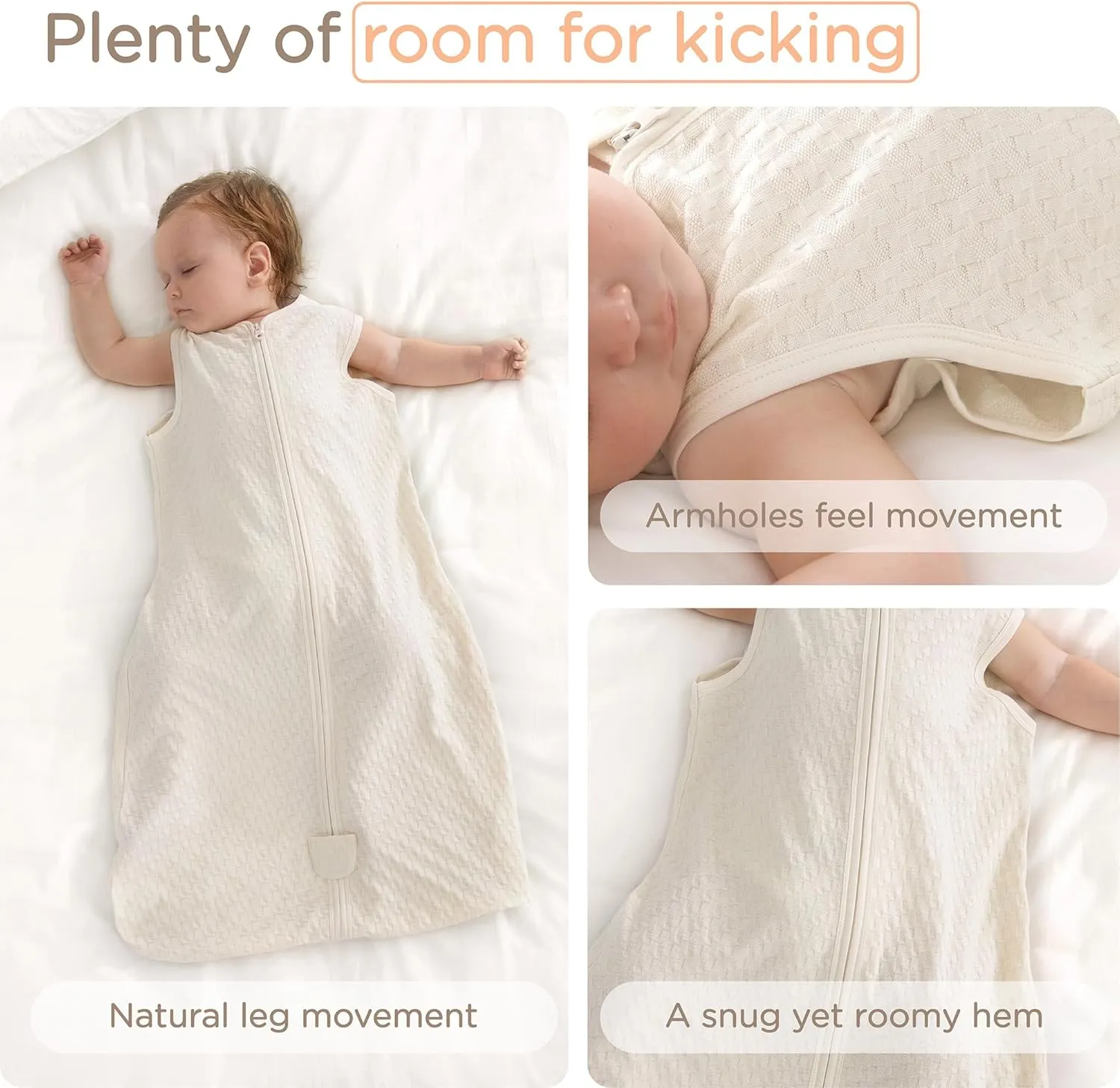 Baby Unisex Sleep Sack 6-12 Months 2-Way Zipper Sleeveless Sleeping Bag 100% Cotton Wearable Blanket for Newborns Infant