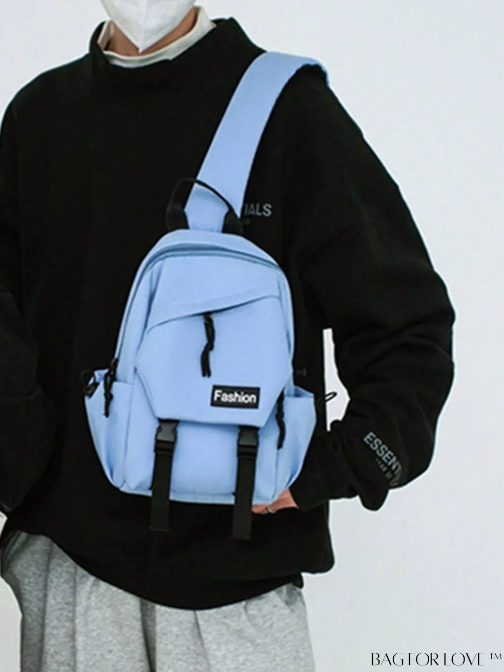 BagForLove - Beige Mini Sling Bag with Adjustable Strap and Letter Patch - Ideal for Sports