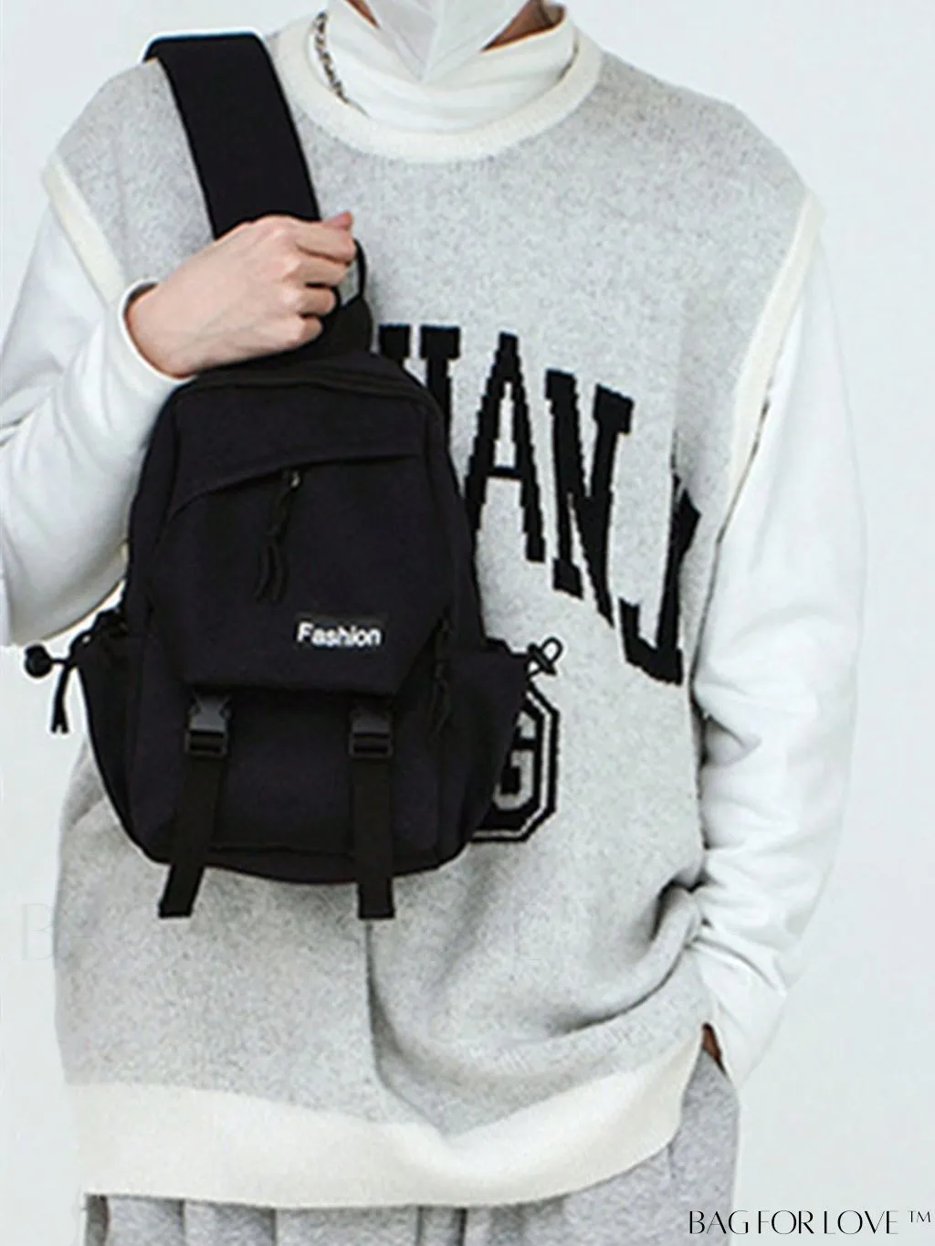 BagForLove - Beige Mini Sling Bag with Adjustable Strap and Letter Patch - Ideal for Sports