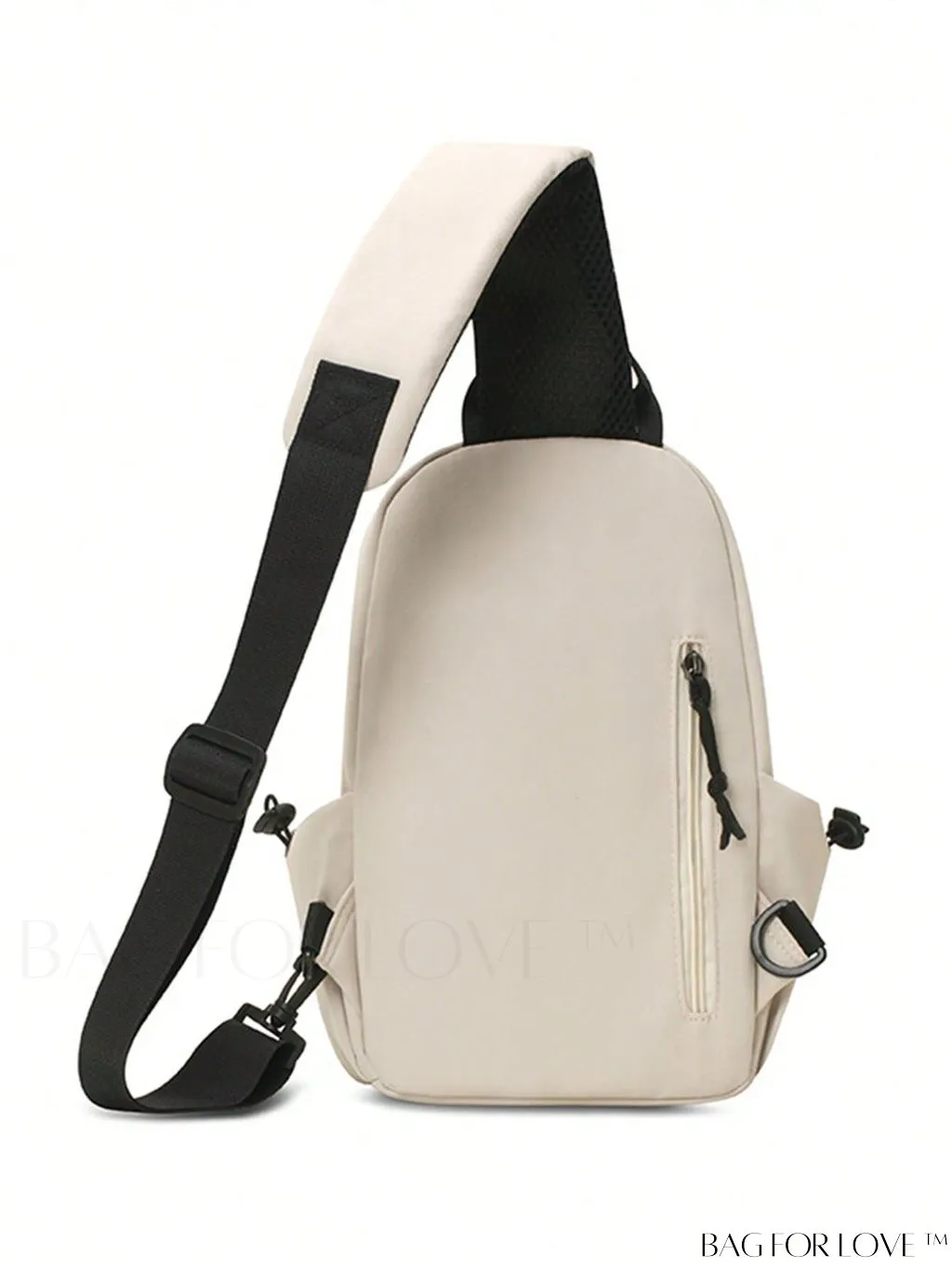 BagForLove - Beige Mini Sling Bag with Adjustable Strap and Letter Patch - Ideal for Sports