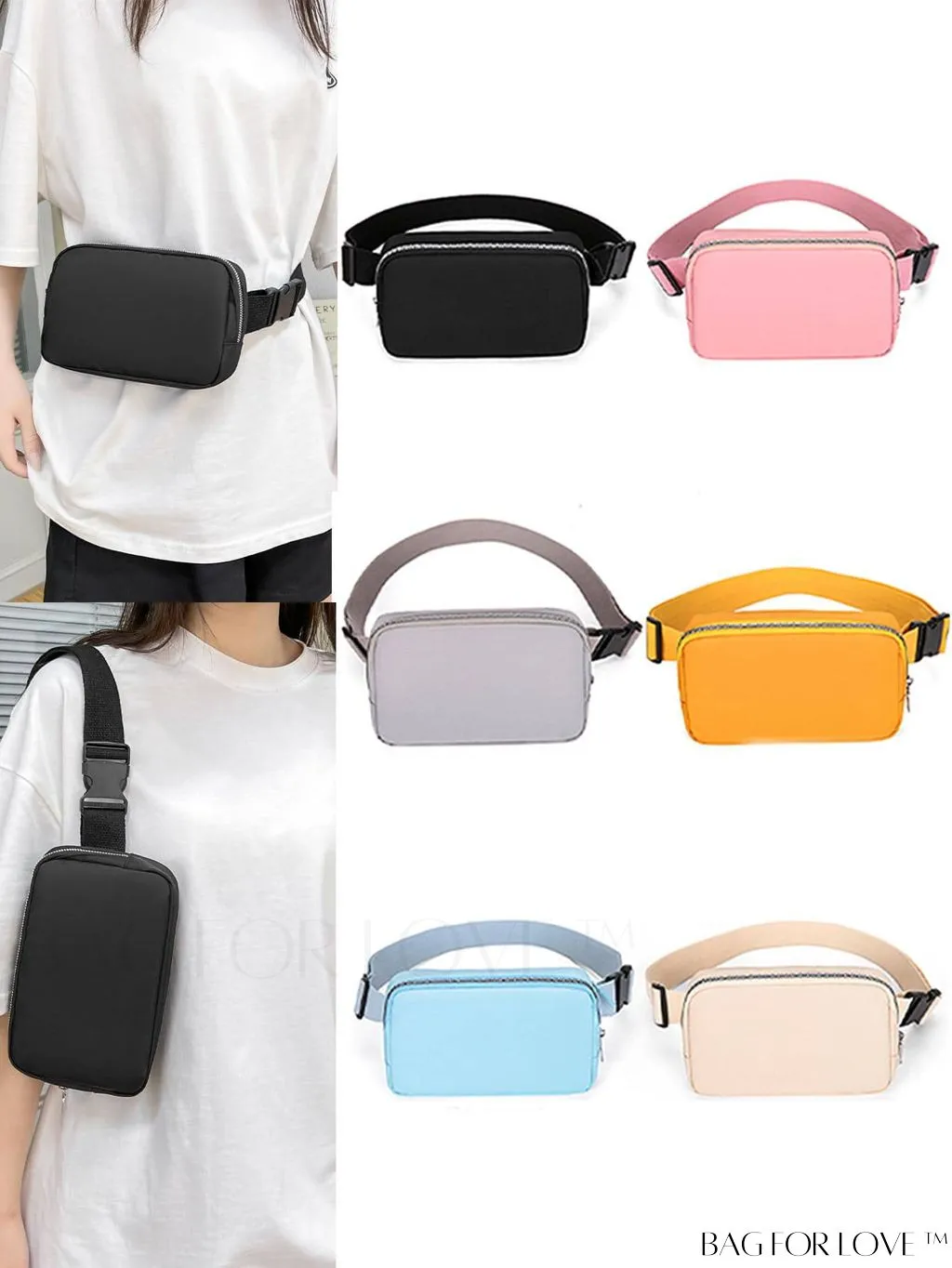 BagForLove - Compact Fanny Pack: Zipper Closure and Minimalist Release Buckle
