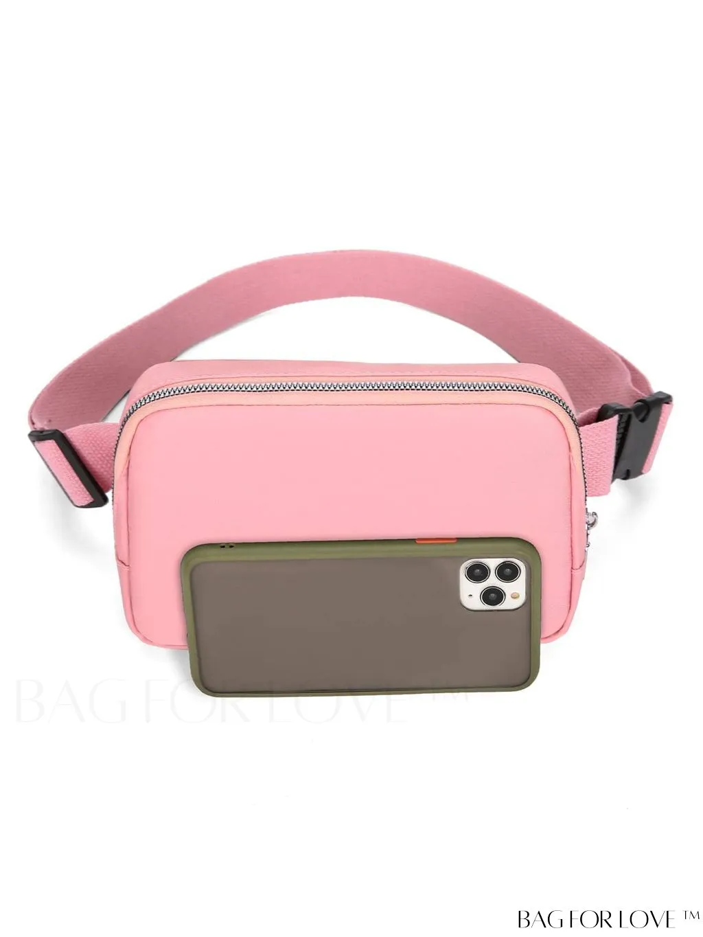 BagForLove - Compact Pink Casual Fanny Pack with Zipper and Adjustable Strap