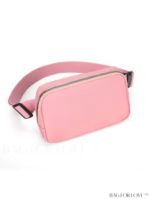 BagForLove - Compact Pink Casual Fanny Pack with Zipper and Adjustable Strap