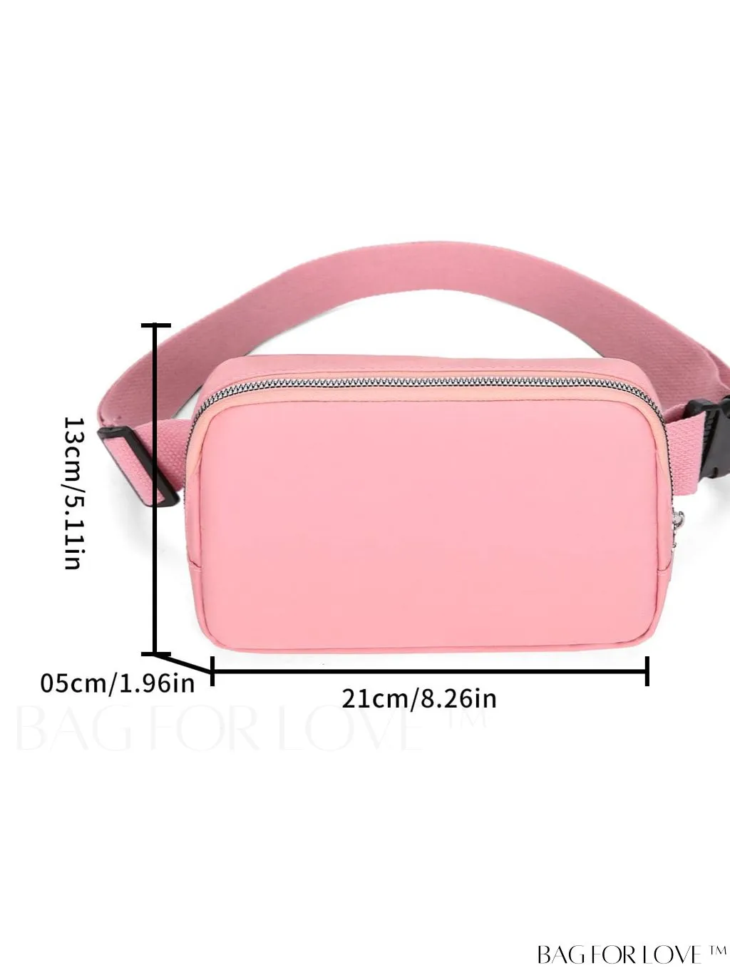 BagForLove - Compact Pink Casual Fanny Pack with Zipper and Adjustable Strap